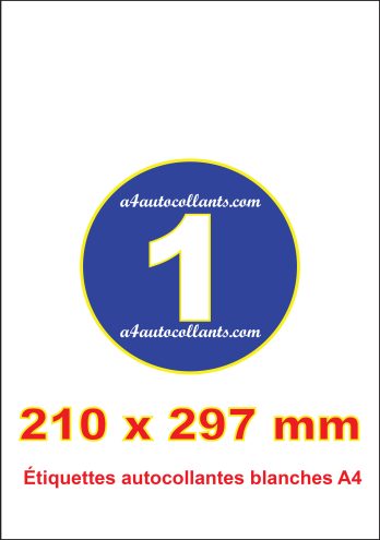 Étiquette autocollante a4 210mm x 297mm à partir de 6.50€